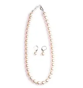 Sasitrends Exquisite 10mm Shell Pearl Mala Necklace Set: Elegance Redefined for Women & Girls - 18 Inches