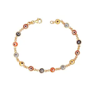 LeCalla 925 Sterling Silver BIS Hallmarked 14K Gold Plated Protection Bracelet Jewelry Mixed Colorful Mini Turkish Evil Eye Bracelet for Women Teen 7.25 Inches