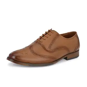 GUAVA Men's Tan Oxford Brogue Genuine Leather Formal Shoes