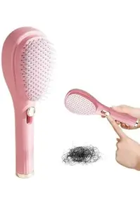 Self-Cleaning Hair Brush with Retractable Bristles, Anti-Static Massage Comb, Pink, Professional Hair Styling Tool
