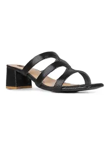 Inc.5 Womens Black Solid Square Toe Party Wear Block Heels Sandals