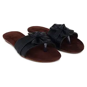 Apparel4Foot flat sandals for women Flats Sandal For Girls Stylish Fancy and comfort Flat Fashion sandal Black-40