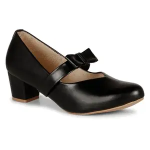 Saheb Trendy Heel Pump Ballies for Girls and Women (716 Black 5UK)