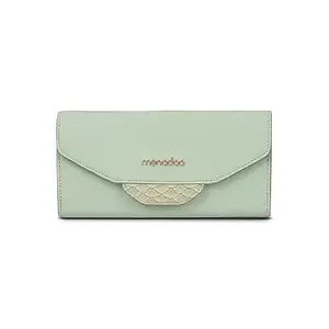 Monadaa Faux Leather Audrey Wallet for Women with Zip Pocket, Multiple Card Holders and Phone Pocket (Green)