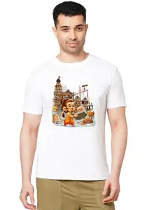 Wear Your Opinion Jay Shree Ram Mandir Theme Men's Premium Cotton Round Neck T-Shirt (Design: Jay Shri Ram Mandir,White,XXXXX-Large)