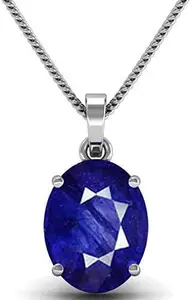Kirti Sales Gems 100% Certified 6.00 Ratti Blue Sapphire Nilam/Neelam Stone Silver Plated Pendant Locket Rashi Ratan Gemstone for Men and Women by Lab Certified