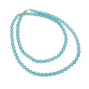 Peacock Blue Glass Crystal Bead Necklace Handmade Jewelry Lightweight Stylish Necklace for Girls Pack of 1