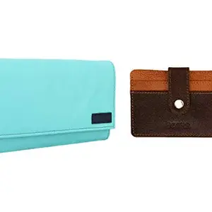 Posha Genuine Leather Wallet Combo for Women, Girls (Green & Burgundy)
