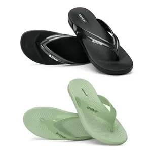 AIRSON Women Combo Pack of 2 Flip Flop & Slipper for Women | Orthopedic, Diabetic, Pregnancy | Soft Doctor Anti-Skid Chappal for Women |Slip On Slipper For Womens & Girls