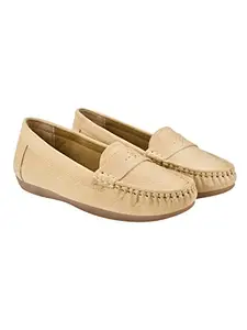 Shoetopia Comfortable Casual Cream Loafers for Women & Girls /UK8