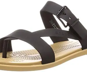 crocs Women's Tulum Post Toe W Black/Tan Fashion Sandal-3 UK (W5) (206108)5 US