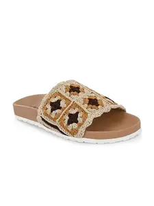 BRISKERS Tan Open Toe Flat For Women (5430)