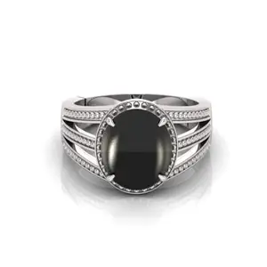 6.25 Ratti Black Hakik Original Agate/Hakik 5.60 Carat Stone Adjustable Ring For Men And Women With Lab Certified D9