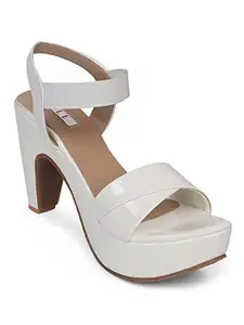 Elle Women's Heel Sandals, White, 3