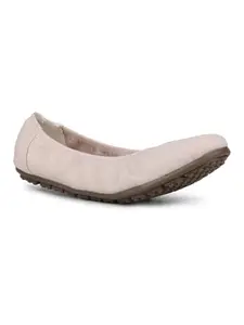 Inc.5 Women Cream Casual Solid Round Flat Ballet Flat Euro-37