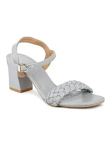 Inc.5 Women Grey Block Sandals With Buckles