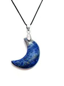 ASTROGHAR Natural Lapis Lazuli Crystals Moon Shaped Pendant For Men And Women