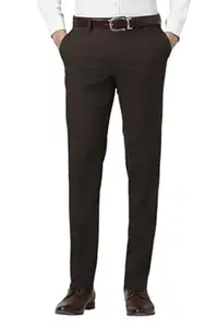 Van Heusen Men's Mid Rise Slim Fit Durapress Flat Front Trousers | Superior Comfort | Auto-Flex Waist Band | Soft Touch