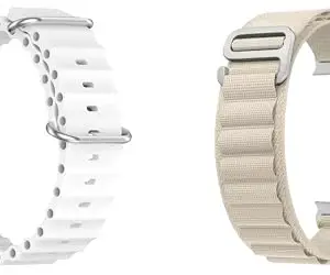 ACM Pack of 2 Watch Strap Slide 42mm 44mm 45mm 46mm 49mm Silicone & Nylon Belt compatible with Fire-Boltt Brillia Pro Bsw215 Smartwatch Classic with Sports Hook Band (White)