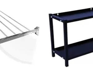 CONCEPT & SOLUTIONS 5 Pipes x 5 Feet - Foldable Wall Mounted Cloth Dryer/Clothes Stand (4 Pipes, 3 feet) and 3-Tier Multipurpose Storage Shelf Rack, Kitchen Countertop Organizer Combo Pack|CS-326