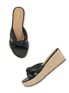 ROCIA By Regal Black Women Knotted Espadrilles