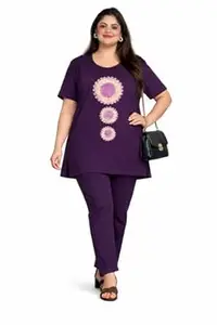 In Love Women's Cotton Plus Size Half Sleeves Semi Long Printed Tshirt for Summers with One Side Pocket for Ladies L to 7XL