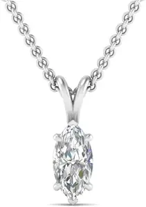 ZALKARI 1 Carat Marquise Cubic Zirconia Solitaire Pendant Necklace In 925 Sterling Silver For Women | 6 Months Warranty | Valentine Gift For Her
