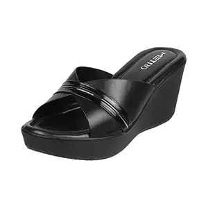 Metro Women Wedge Heel Fashion Slip-on Black UK/8 EU/41 (34-122)
