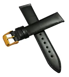 Ewatchaccessories 18mm Genuine Leather Watch Band Strap Fits 40MM GMT Black Golden Pin Buckle