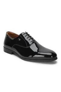 Louis Philippe Men Black Leather Oxford Shoes Euro- 45