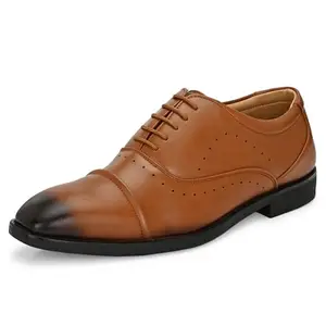 Centrino Lace-up Men's Formal Shoe | Stylish with Soft Cushioned Insole | Trendy Lace-Up Design | Perfect for Formal & Office Wear 7670-3 TAN