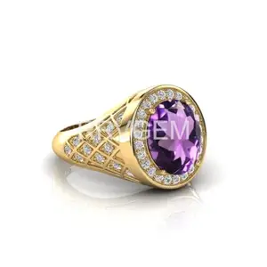 MBVGEMS amethyst ring 3.50 Ratti Handcrafted Finger Ring With Beautifull Stone katela/jamuniya ring Gold Plated unisex