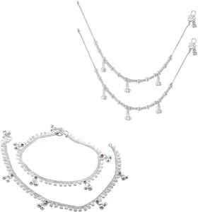 Heer Collection Traditional Trendy Jewellery All Occassions Anklets Payal Pair for Women/Girls Alloy Anklet (Pack of 4)(Combo Payal-116&120-(1PairEach))