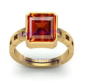 APSLOOSE 9.00 Ratti Natural Gomed Stone Astrological Gold Ring Adjustable Gomed Hessonite Astrological Gemstone for Men and Women (Lab - Tested)