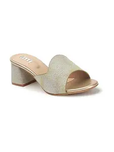 ELLE Women's EL-AR-W-119 Fashionable and Stylish Block Heels Slide Sandal Beige 7 Kids UK