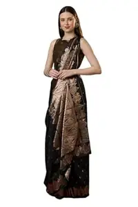 GMIYA Women?s Soft Banarasi Silk Saree with Contrast Matching Blouse Piece | Classic Traditional Saree for Wedding and Festive Occasions