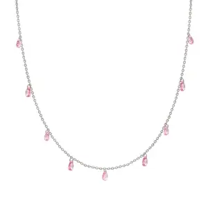 Silberry 925 Sterling Silver Pink Crystalized Necklace| Gift for Girlfriend and Wife | Necklace for Women & Girls | With Certificate of Authenticity and BIS Hallmark