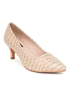 SHERRIF Women's Beige Kitten Heel Pumps (SF-2617-M-BEIGE-37)