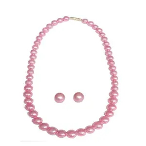 American diamond pearl moti mala necklace earrings jewellery set chokar mala set women and girls fashion jewelry set accessories (Pack of 1)