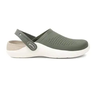 YOHO Easy Glide Clogs for Men | Striking Dual-Tone Design | Ultra-Soft EVA Comfort | Lightweight Build | Slip-On Ease | Durable Everyday Wear | Olive Green - UK 9