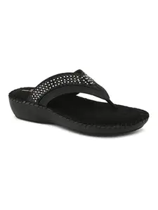 pelle albero Women's Black Satin upper Slip-On Flat Slipper PA-ES-1353_Black_41