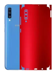 AtOdds - Samsung Galaxy A70 - Mobile Back Skin Sticker - Lamination - Rear Screen Guard Protector Film Wrap (Coverage - Back+Camera+Sides) (Design - Metalic Red)