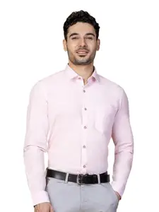 Berkshire Mens Solid Cotton Slim Fit Formal Shirts with Spread Collar & Full Sleeves Office Wear Plain Office Wear Shirts for Men (Baby Pink_L) - BK1F3272PSLH