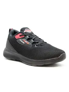 ABROS Ashton-On Running Sports Shoes Breathable Upper Mesh with Eva Sole Memory Foam Insole Casual Walking & Gym Shoes for Mens (Black/Red 6)