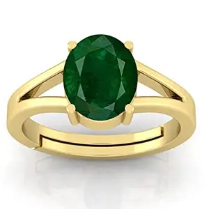 SIDHARTH GEMS 5.25 Ratti 4.50 Carat Certified Natural Emerald Panna Panchdhatu Adjustable Rashi Ratan Gold Plating Ring for Astrological Purpose Men & Women