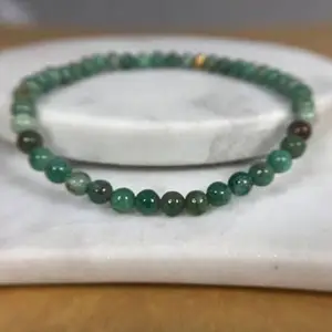 LKBEADS Natural African Jade 4mm Round Shape Smooth Cut Beads 7 inch Stretchable Bracelet for Men & Women|STBR_RR_00153_70