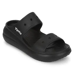 YOHO Double Strap Clog Sandals for Women | Cushioned Footwear | Lightweight | Waterproof Sandals for Women Classic Black