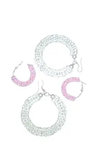 Lightweight White Big Hoop Earrings for Girls and Women with Small Size Pink Hoop Earrings | Pack of 2