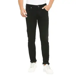 LAWMAN PG3 Men's Slim Fit Jet Black Cotton Jeans