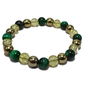 Pyrite & Green tiger eye Yellow Calcite Crystal Beads, Charm Bracelet Crystal healing Beads Collection Charm Bracelet